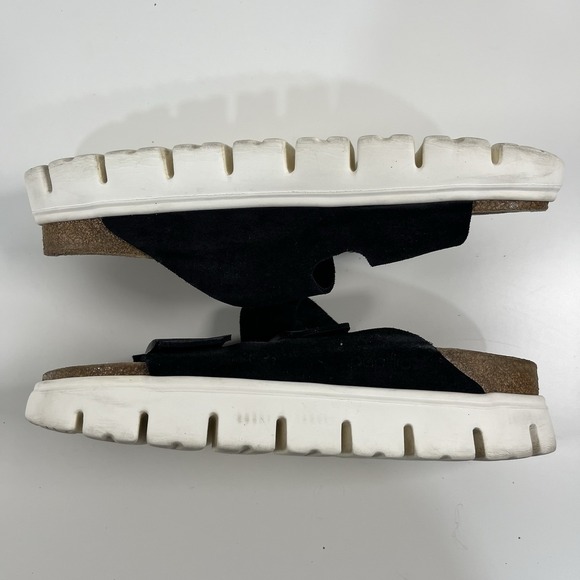 Arizona Platform Leather Chunky Suede Black Birkenstock Papillio Wedges Sz 40 - Picture 13 of 15